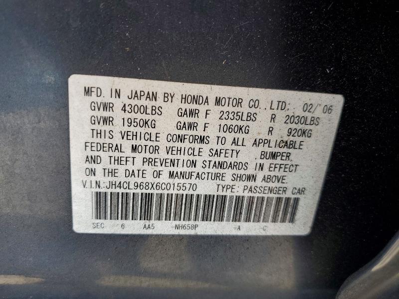 Продажа на аукционе авто 2006 Acura Tsx, vin: JH4CL968X6C015570, номер лота: 54460756