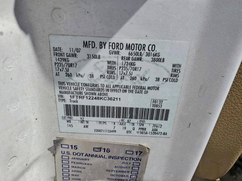 Продажа на аукционе авто 2008 Ford F150, vin: 1FTRF12248KC36211, номер лота: 54984736