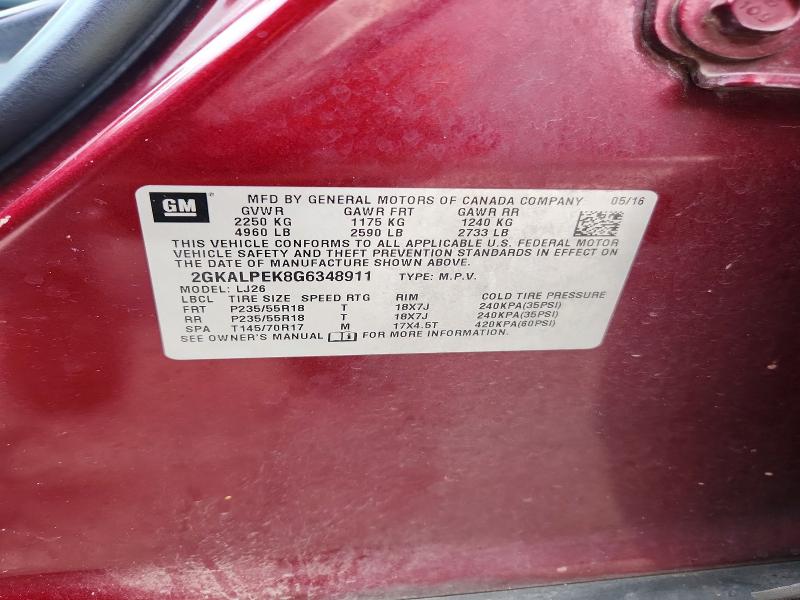 Продаж на аукціоні авто 2016 Gmc Terrain, vin: 2GKALPEK8G6348911, номер лоту: 52312126