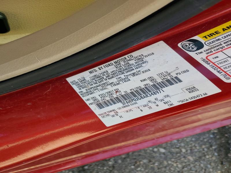 53169146 :رقم المزاد ، 3FAHP0JG8AR348971 vin ، 2010 Ford Fusion مزاد بيع