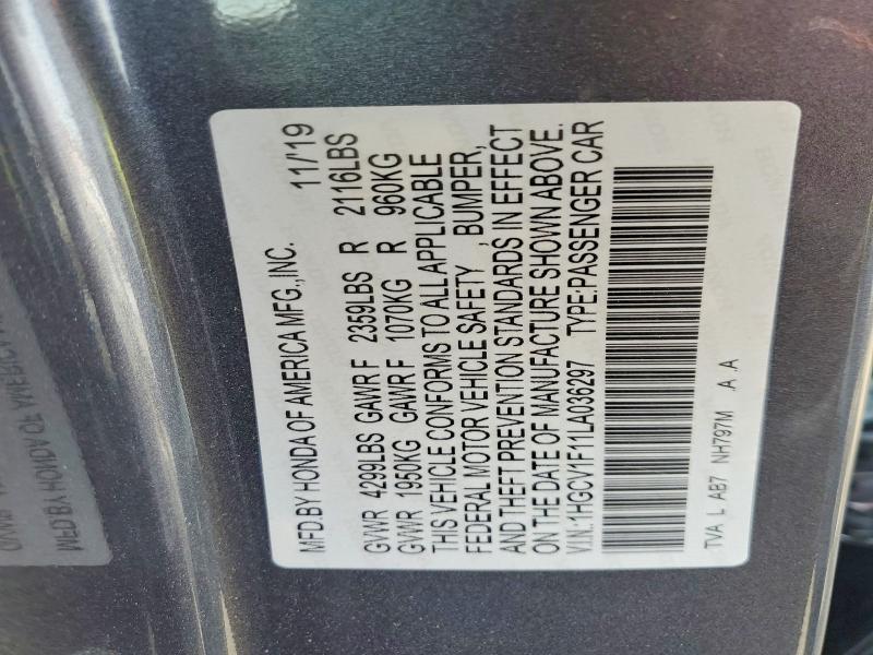 Aukcja sprzedaży 2020 Honda Accord, vin: 1HGCV1F11LA036297, numer aukcji: 51894296