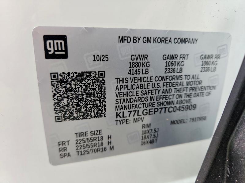 Продажа на аукционе авто 2026 Chevrolet Trax, vin: KL77LGEP7TC045909, номер лота: 53247036