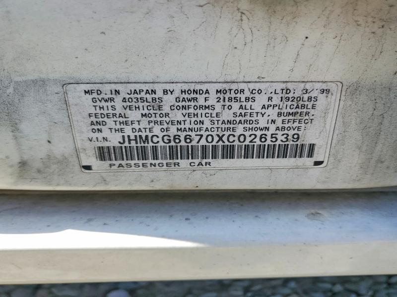 Aukcja sprzedaży 1999 Honda Accord, vin: JHMCG6670XC026539, numer aukcji: 54114266