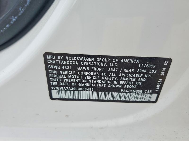 Продажа на аукционе авто 2020 Volkswagen Passat, vin: 1VWWA7A30LC006485, номер лота: 53526866