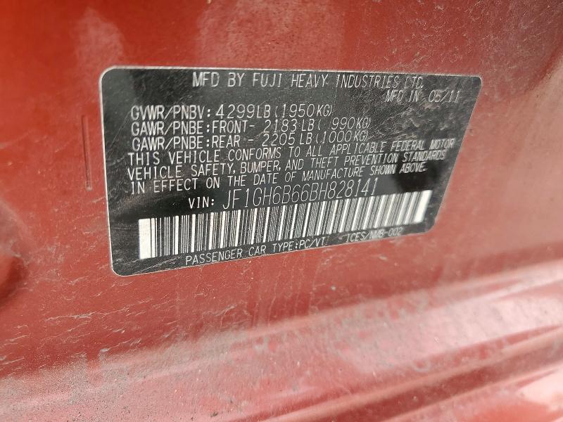 Aukcja sprzedaży 2011 Subaru Impreza, vin: JF1GH6B66BH828141, numer aukcji: 54841066