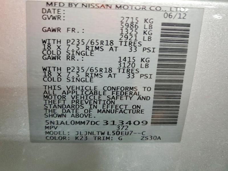 Aukcja sprzedaży 2013 Infiniti Jx35, vin: 5N1AL0MM7DC313409, numer aukcji: 55431056