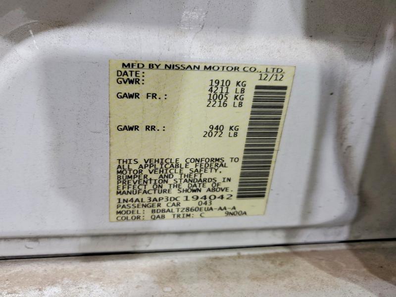 2013 Nissan Altima მანქანა იყიდება აუქციონზე, vin: 1N4AL3AP3DC194042, აუქციონის ნომერი: 54246816