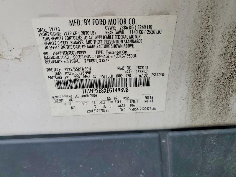 Продаж на аукціоні авто 2014 Ford Taurus, vin: 1FAHP2E8XEG149898, номер лоту: 52262386
