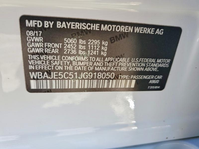 54786636 :رقم المزاد ، WBAJE5C51JG918050 vin ، 2018 Bmw 540 مزاد بيع