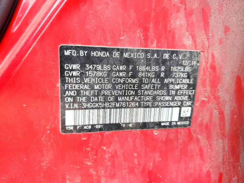 52472156 :رقم المزاد ، 3HGGK5H82FM761264 vin ، 2015 Honda Fit مزاد بيع