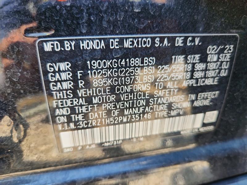 Aukcja sprzedaży 2023 Honda Hr-v, vin: 3CZRZ1H52PM735146, numer aukcji: 53267256