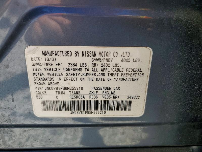 54154396 :رقم المزاد ، JNKBV61F88M255210 vin ، 2008 Infiniti G35 مزاد بيع