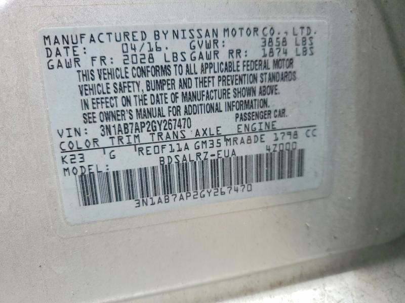 Продажа на аукционе авто 2016 Nissan Sentra, vin: 3N1AB7AP2GY267470, номер лота: 54680046