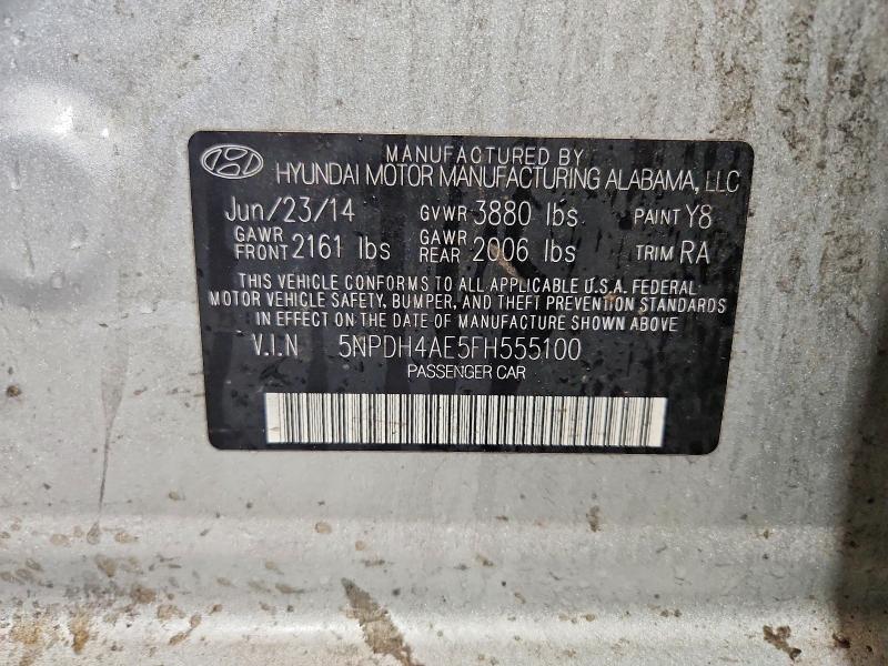 2015 Hyundai Elantra მანქანა იყიდება აუქციონზე, vin: 5NPDH4AE5FH555100, აუქციონის ნომერი: 53977196