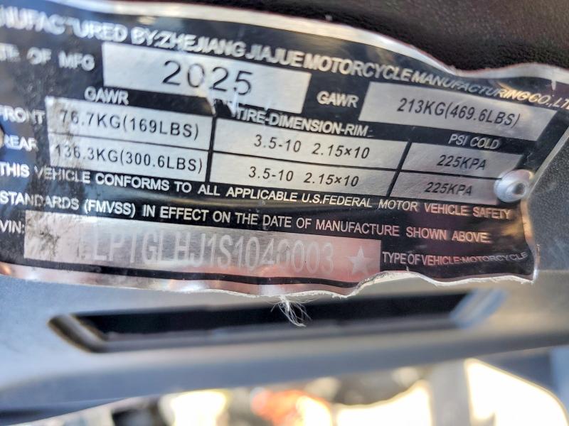 48667056 :رقم المزاد ، LLPTGLHJ1S1040003 vin ، 2025 Other Automobile Jiajue Jj200t-9 مزاد بيع