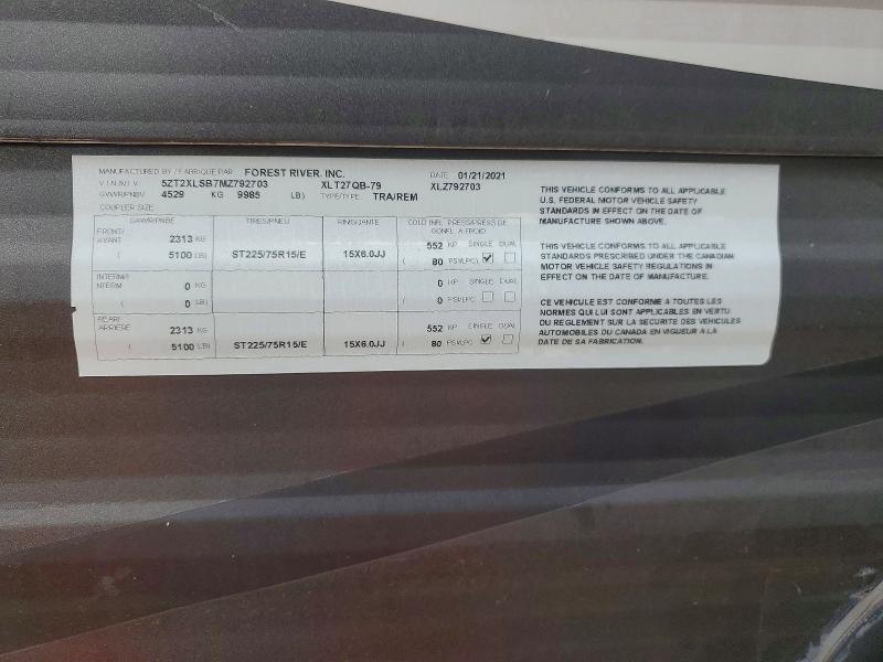 Продажа на аукционе авто 2021 Forest River Travel Trl, vin: 5ZT2XLSB7MZ792703, номер лота: 52166106