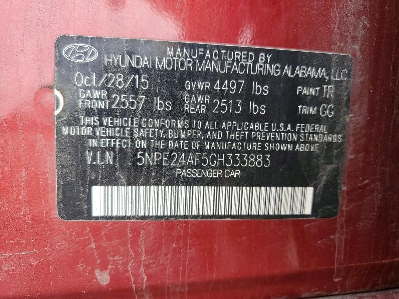 Продаж на аукціоні авто 2016 Hyundai Sonata, vin: 5NPE24AF5GH333883, номер лоту: 54717086