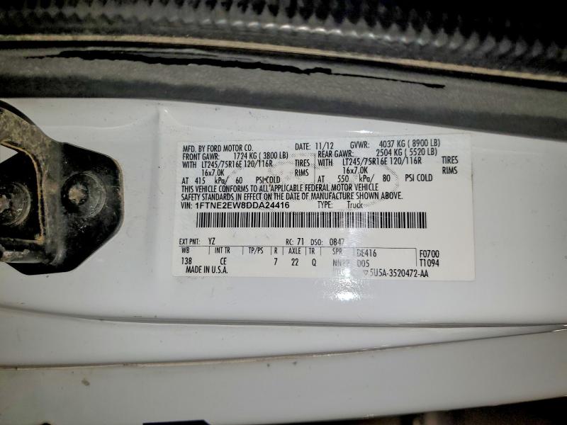 52552526 :رقم المزاد ، 1FTNE2EW8DDA24416 vin ، 2013 Ford Econoline مزاد بيع
