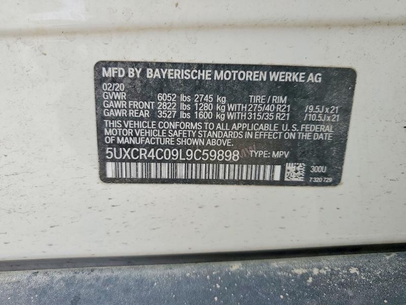 54147896 :رقم المزاد ، 5UXCR4C09L9C59898 vin ، 2020 Bmw X5 مزاد بيع