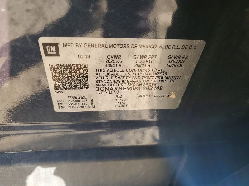 Продажа на аукционе авто 2019 Chevrolet Equinox, vin: 3GNAXHEV0KL283449, номер лота: 53772336