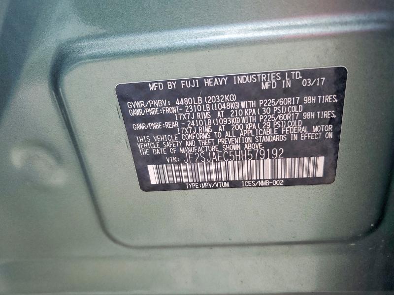 Aukcja sprzedaży 2017 Subaru Forester, vin: JF2SJAEC5HH579192, numer aukcji: 52671546