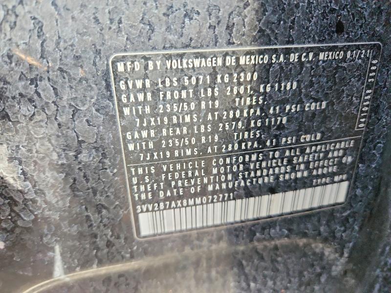 51754786 :رقم المزاد ، 3VV2B7AX8MM072771 vin ، 2021 Volkswagen Tiguan مزاد بيع