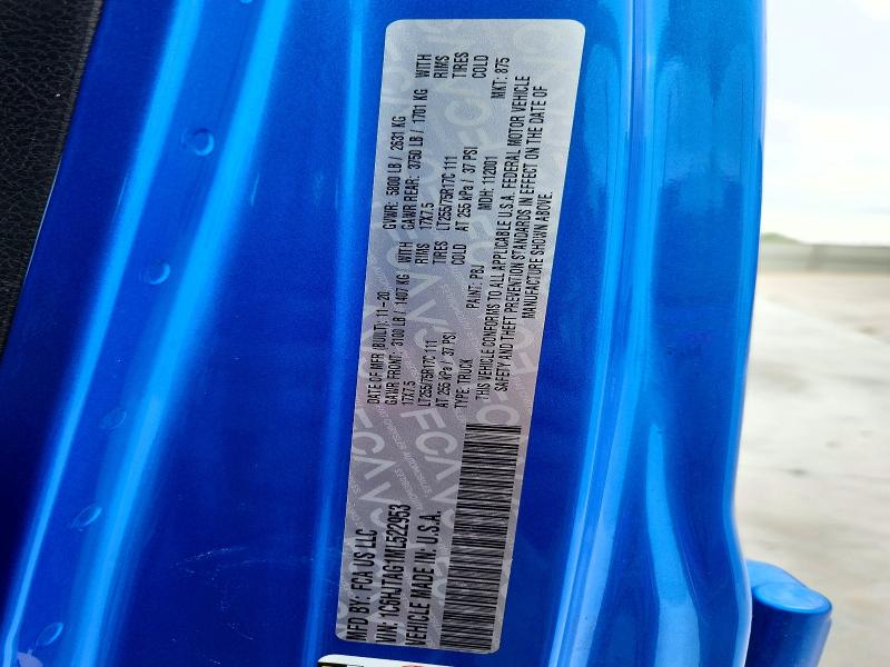2021 Jeep Gladiator მანქანა იყიდება აუქციონზე, vin: 1C6HJTAG1ML522953, აუქციონის ნომერი: 54094606