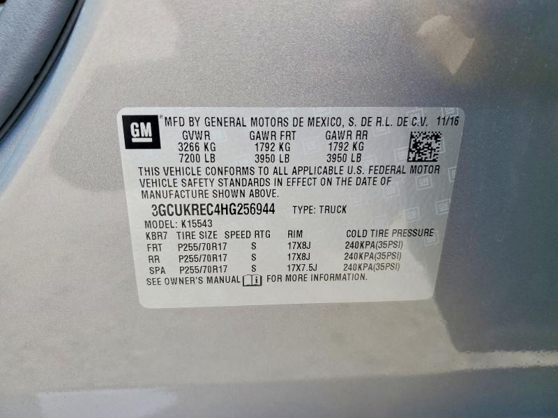 Aukcja sprzedaży 2017 Chevrolet Silverado, vin: 3GCUKREC4HG256944, numer aukcji: 54550806