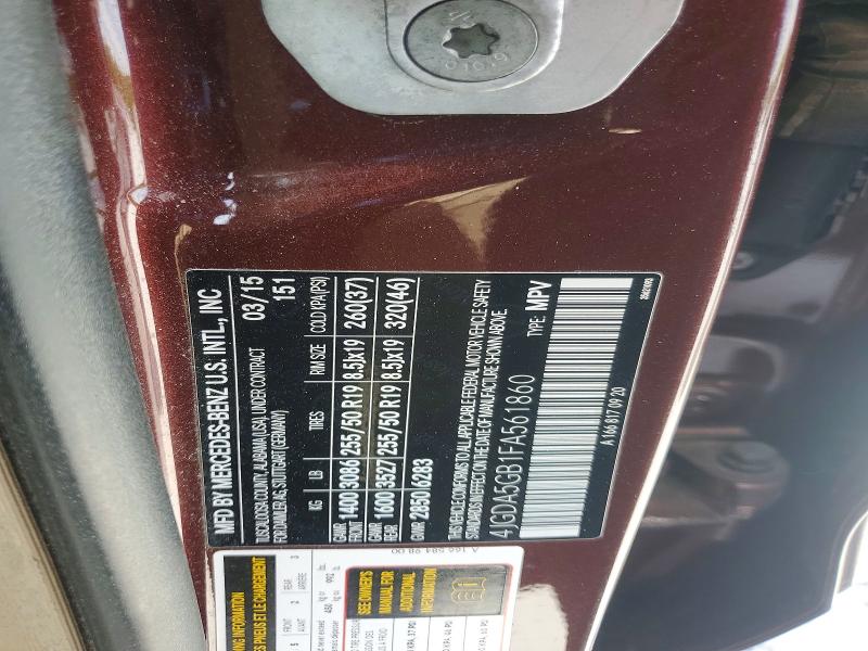 Продажа на аукционе авто 2015 Mercedes-benz Ml, vin: 4JGDA5GB1FA561860, номер лота: 51774946
