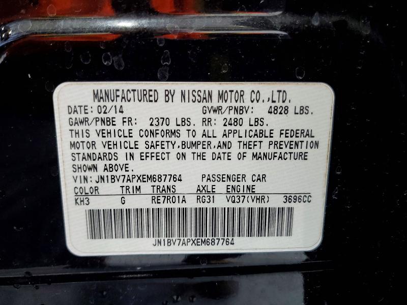 Aukcja sprzedaży 2014 Infiniti Q50, vin: JN1BV7APXEM687764, numer aukcji: 51539256