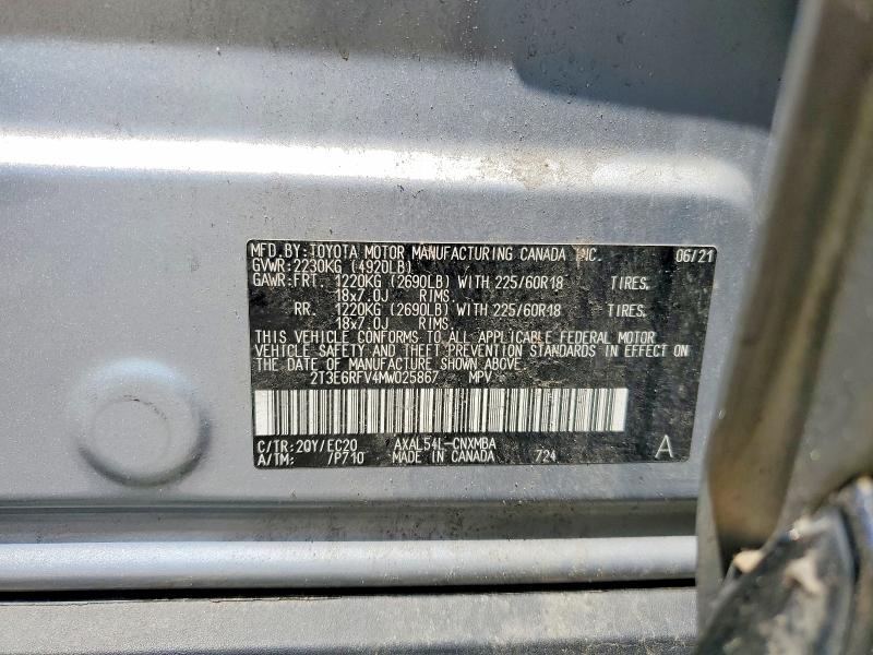 Продажа на аукционе авто 2021 Toyota Rav4, vin: 2T3E6RFV4MW025867, номер лота: 53745436