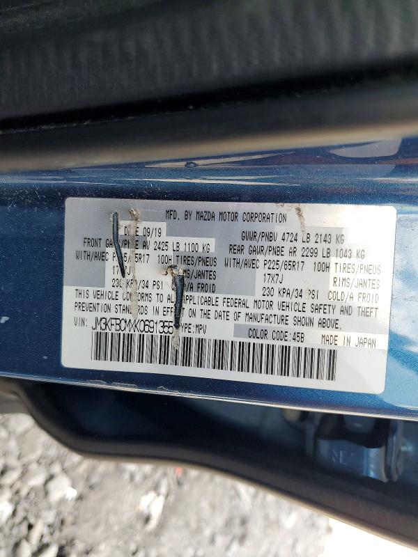 52504076 :رقم المزاد ، JM3KFBCMXK0691355 vin ، 2019 Mazda Cx-5 مزاد بيع