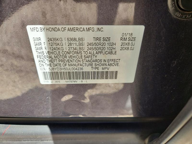 Aukcja sprzedaży 2018 Acura Mdx, vin: 5J8YD3H50JL004236, numer aukcji: 52606366
