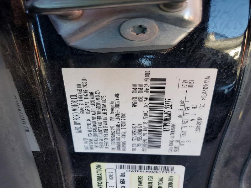 Aukcja sprzedaży 2021 Ford Mustang, vin: 1FATP8UHXM5123777, numer aukcji: 51897786
