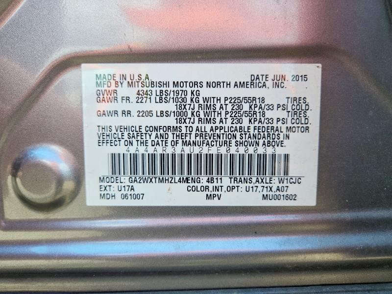Aukcja sprzedaży 2015 Mitsubishi Outlander Sport, vin: 4A4AR3AU2FE040033, numer aukcji: 55269756