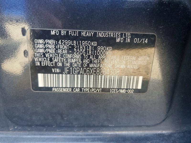 53325496 :رقم المزاد ، JF1GPAC6XE8264308 vin ، 2014 Subaru Impreza مزاد بيع