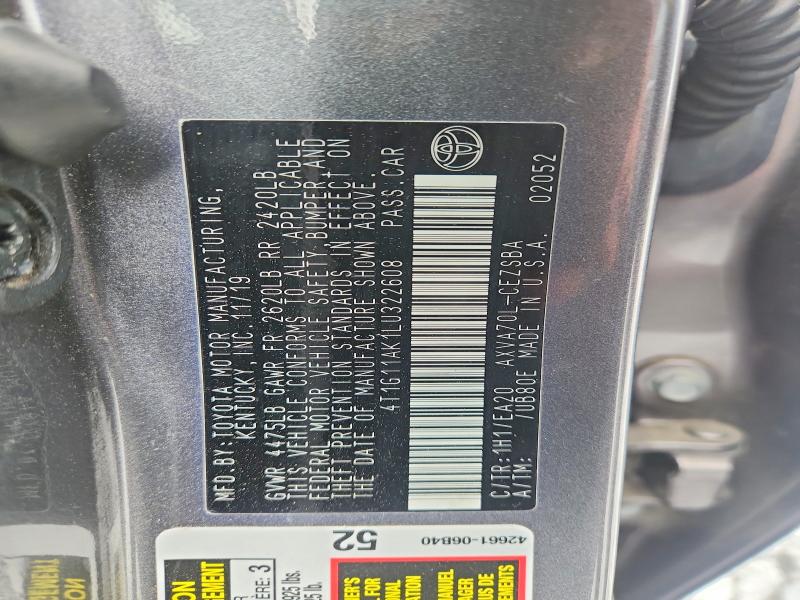 Продаж на аукціоні авто 2020 Toyota Camry, vin: 4T1G11AK1LU322608, номер лоту: 55540196