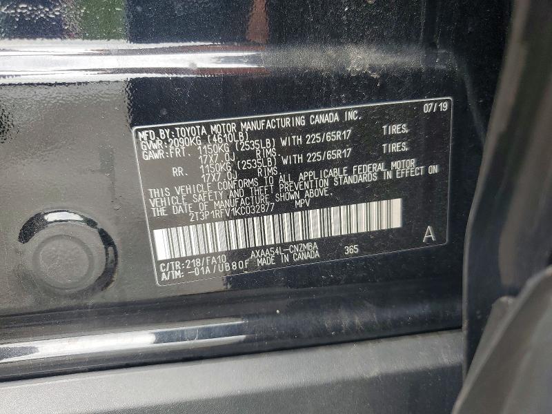 Auction sale of the 2019 Toyota Rav4, vin: 2T3P1RFV1KC032877, lot number: 54779696