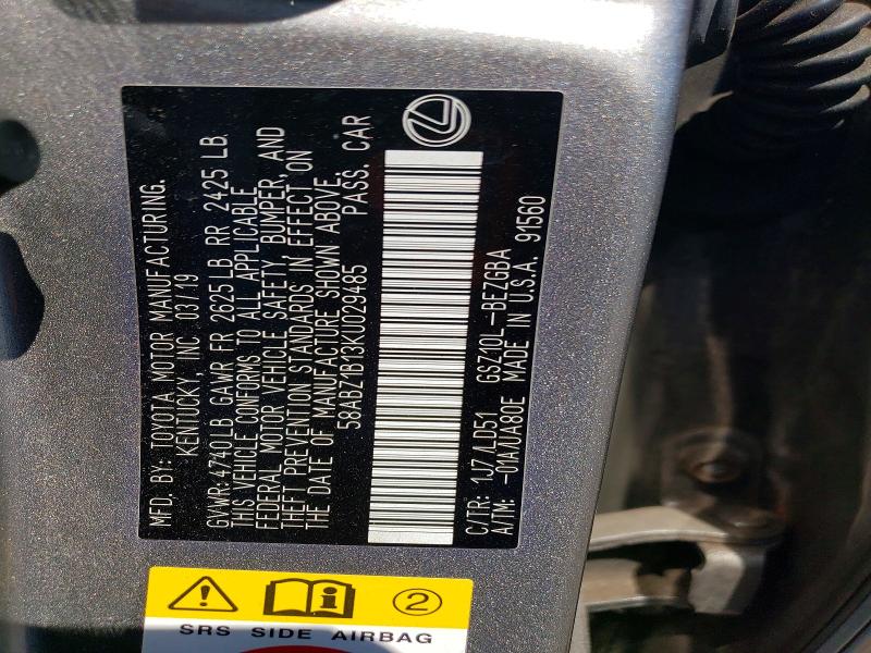 Продажа на аукционе авто 2019 Lexus Es, vin: 58ABZ1B13KU029485, номер лота: 52316896