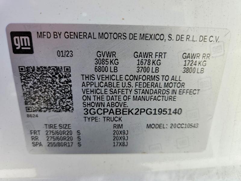 Продажа на аукционе авто 2023 Chevrolet Silverado, vin: 3GCPABEK2PG195140, номер лота: 54823146