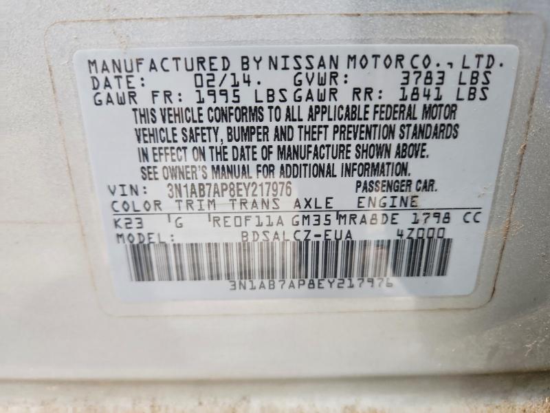 Aukcja sprzedaży 2014 Nissan Sentra, vin: 3N1AB7AP8EY217976, numer aukcji: 55124506