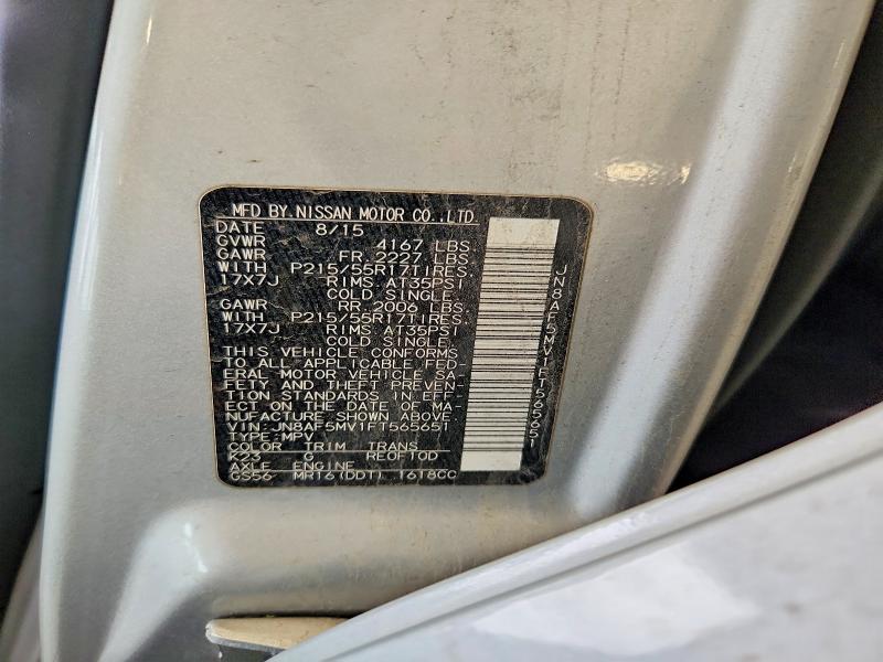 54139156 :رقم المزاد ، JN8AF5MV1FT565651 vin ، 2015 Nissan Juke مزاد بيع