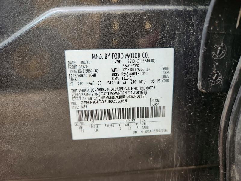 Aukcja sprzedaży 2018 Ford Edge, vin: 2FMPK4G92JBC56365, numer aukcji: 53015126