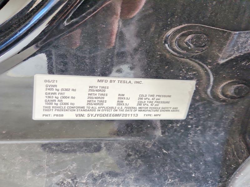 Продаж на аукціоні авто 2021 Tesla Model Y, vin: 5YJYGDEE6MF201113, номер лоту: 53210426