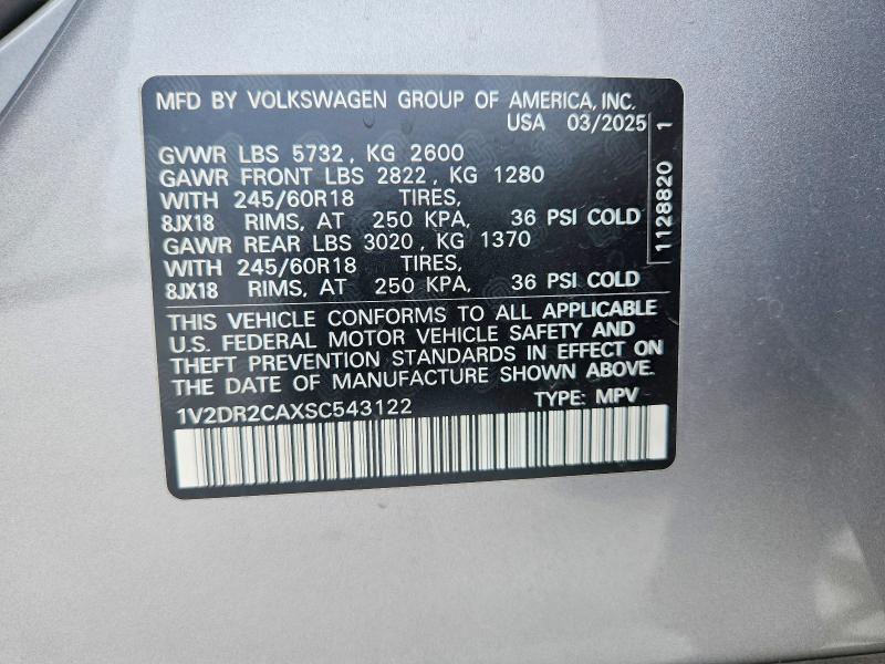 Продажа на аукционе авто 2025 Volkswagen Atlas, vin: 1V2DR2CAXSC543122, номер лота: 52221676