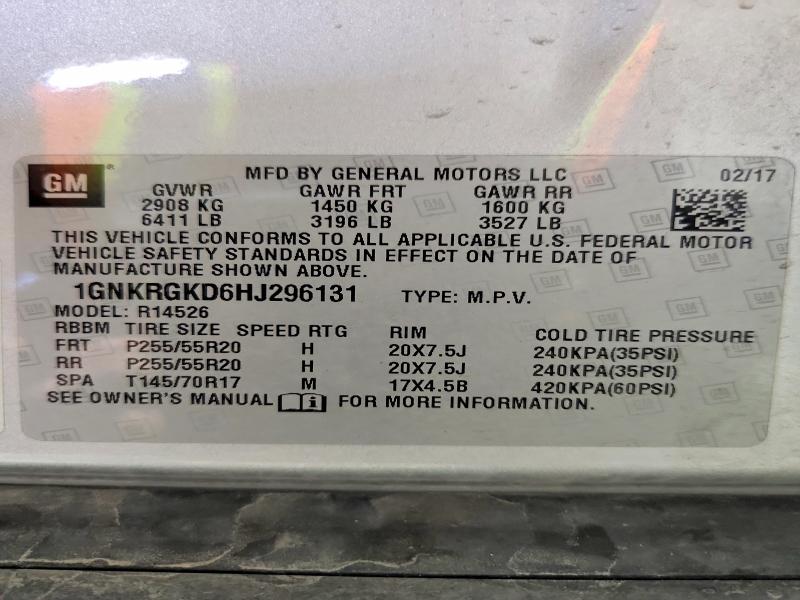 Продажа на аукционе авто 2017 Chevrolet Traverse, vin: 1GNKRGKD6HJ296131, номер лота: 53407806