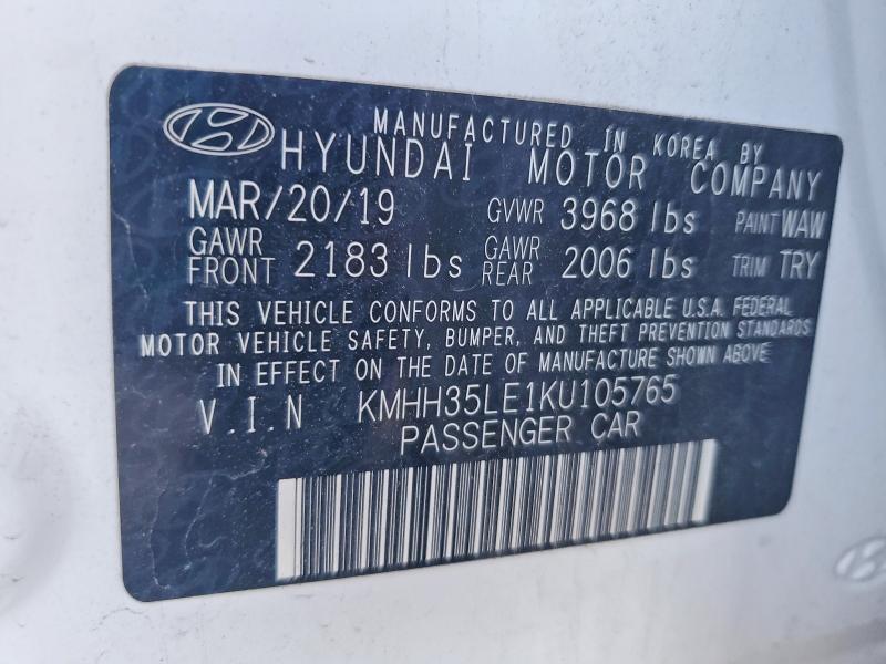 Продажа на аукционе авто 2019 Hyundai Elantra Gt, vin: KMHH35LE1KU105765, номер лота: 54405606