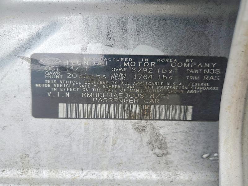 53833066 :رقم المزاد ، KMHDH4AE3CU328761 vin ، 2012 Hyundai Elantra مزاد بيع