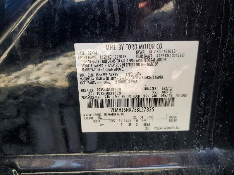 Auction sale of the 2014 Lincoln Mkt, vin: 2LMHJ5NK7EBL57835, lot number: 54553466