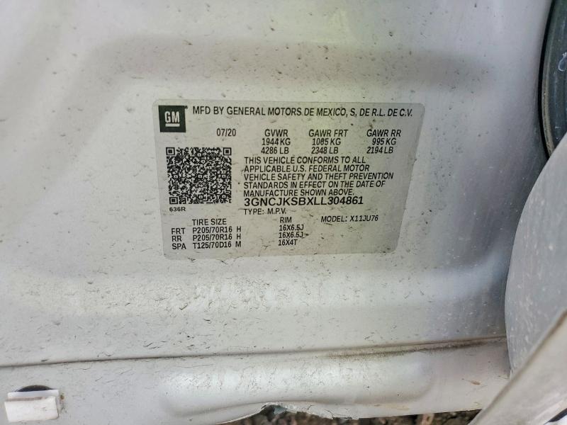 Продаж на аукціоні авто 2020 Chevrolet Trax, vin: 3GNCJKSBXLL304861, номер лоту: 54020416